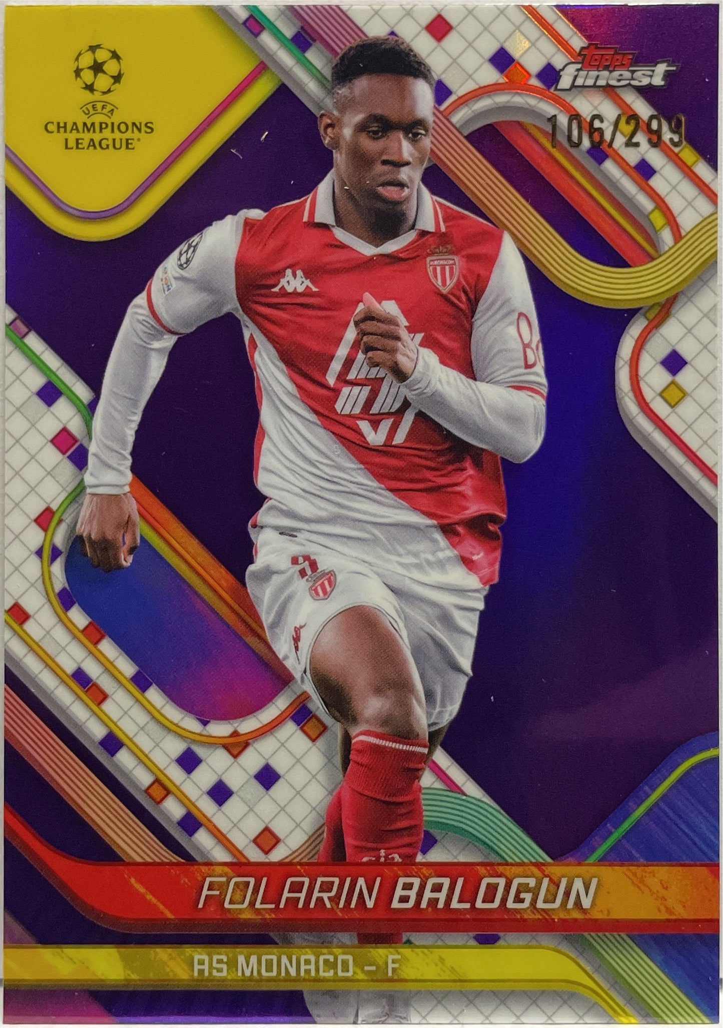 Folarin Balogun 106/299 Purple Topps Finest UCC 2024/25
