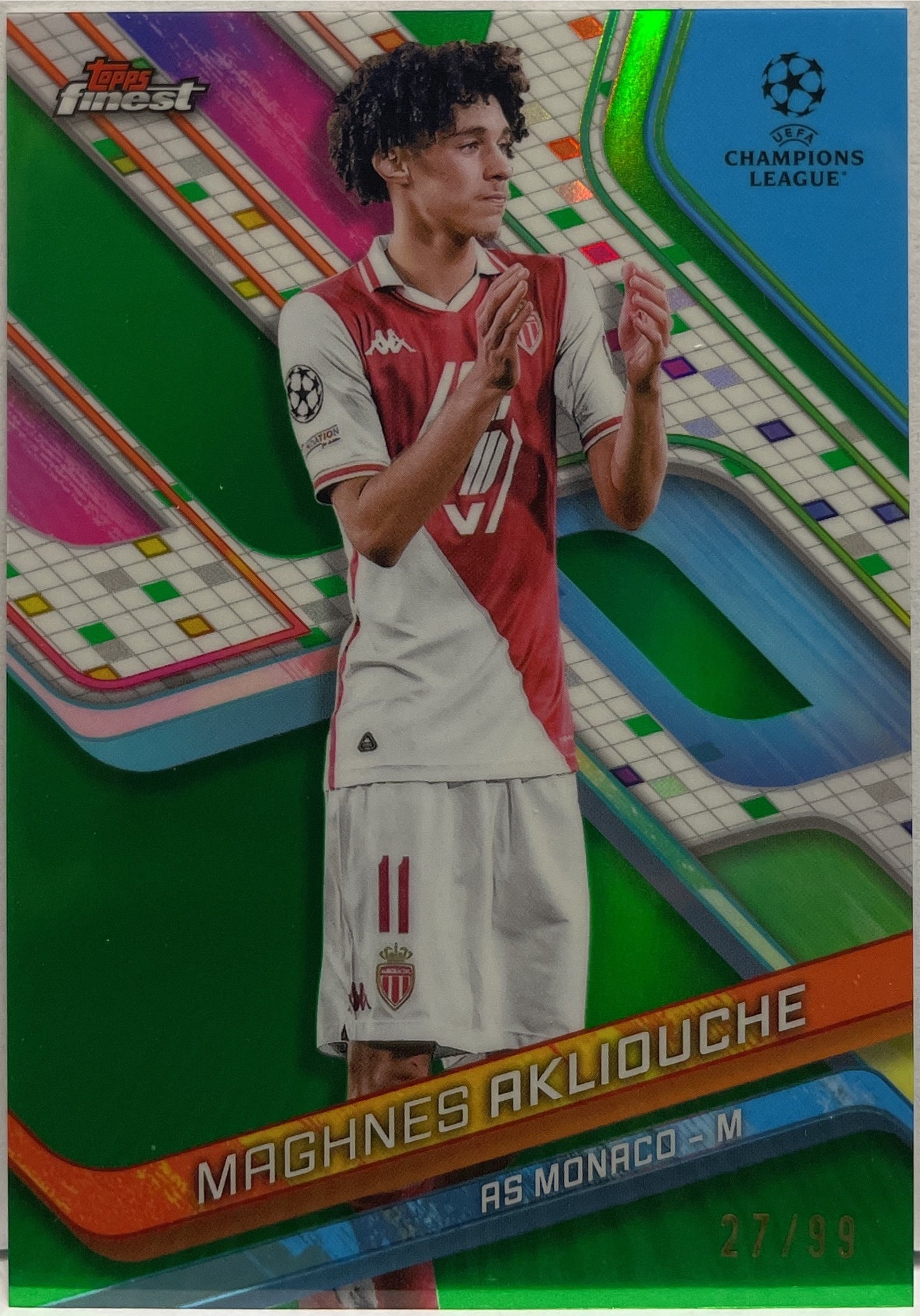 Maghnes Akliouche 27/99 Green Topps Finest UCC 2024/25