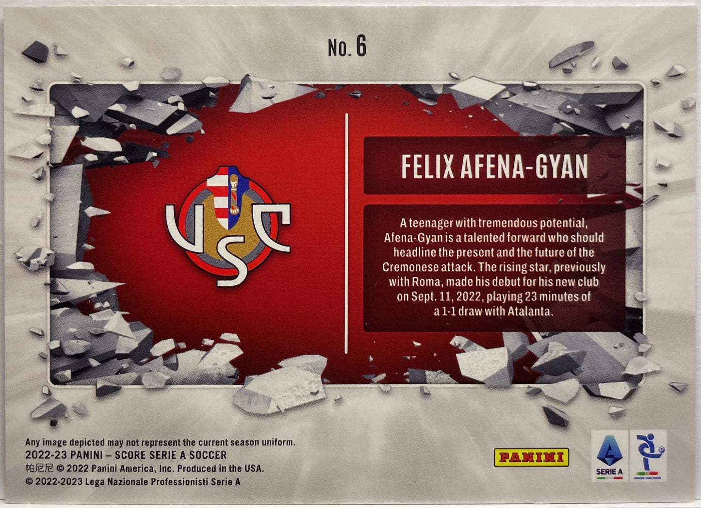 Felix Afena-Gyan 5/15 Breakthrough Purple Laser Score Serie A 2022/23