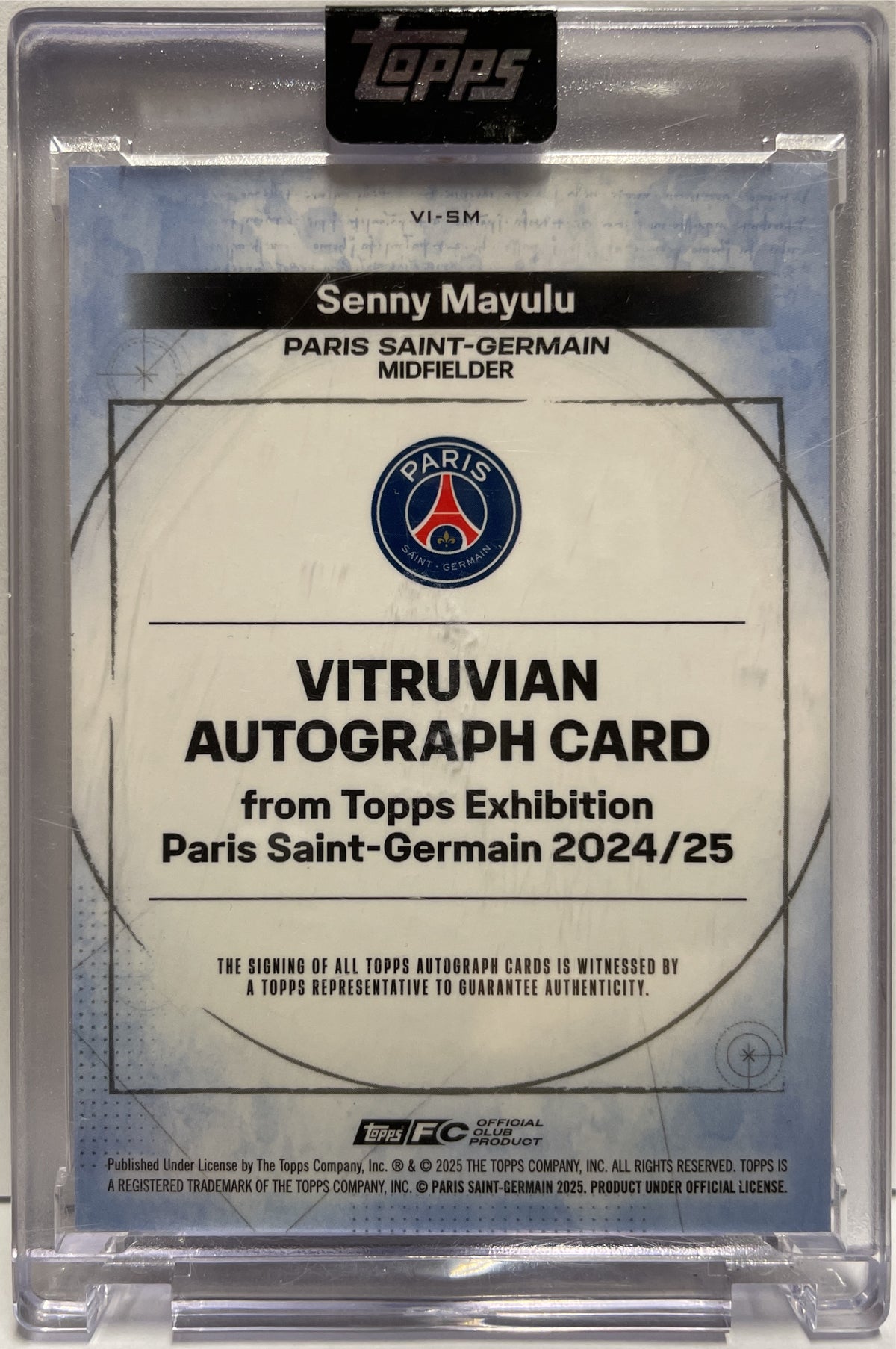 Senny Mayulu 3/5 Rookie Autograph On Card Red Topps PSG Exhibition 2024/25