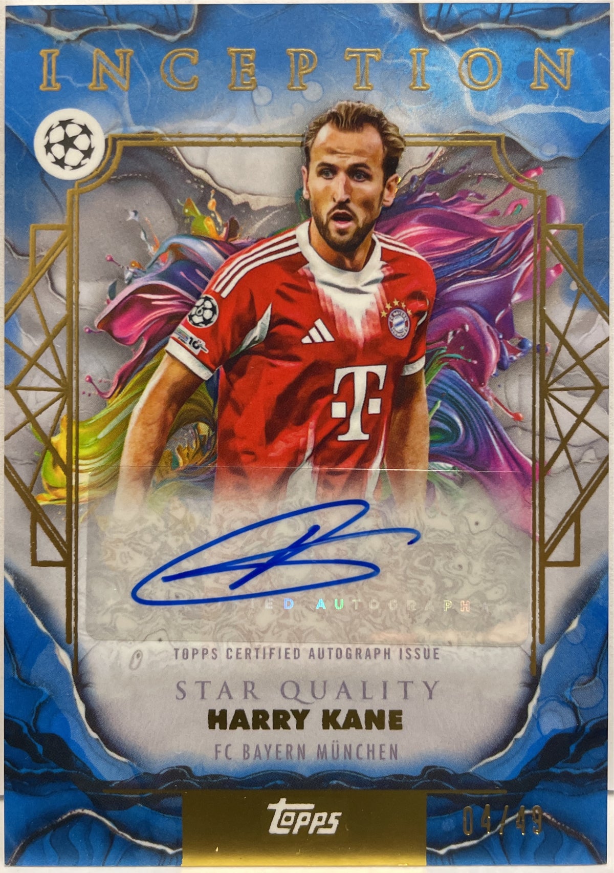 Harry Kane 4/49 Autograph Star Quality Blue Topps Inception 2025/26