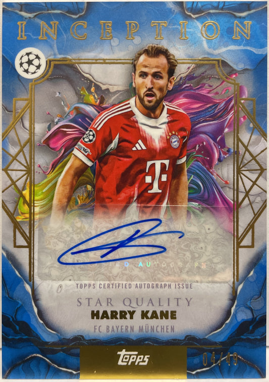 Harry Kane 4/49 Autograph Star Quality Blue Topps Inception 2025/26