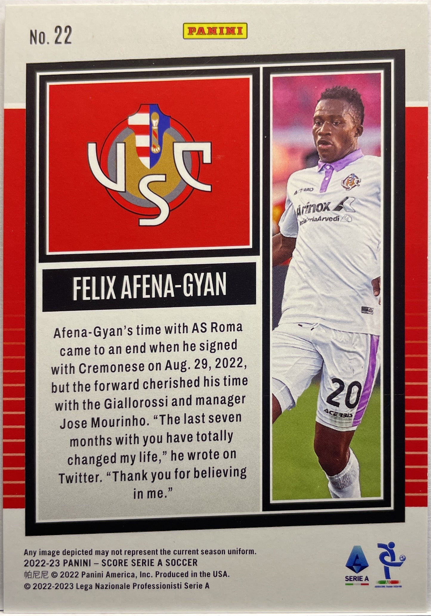 Felix Afena-Gyan 47/65 Red Swirl Score Serie A 2022/23