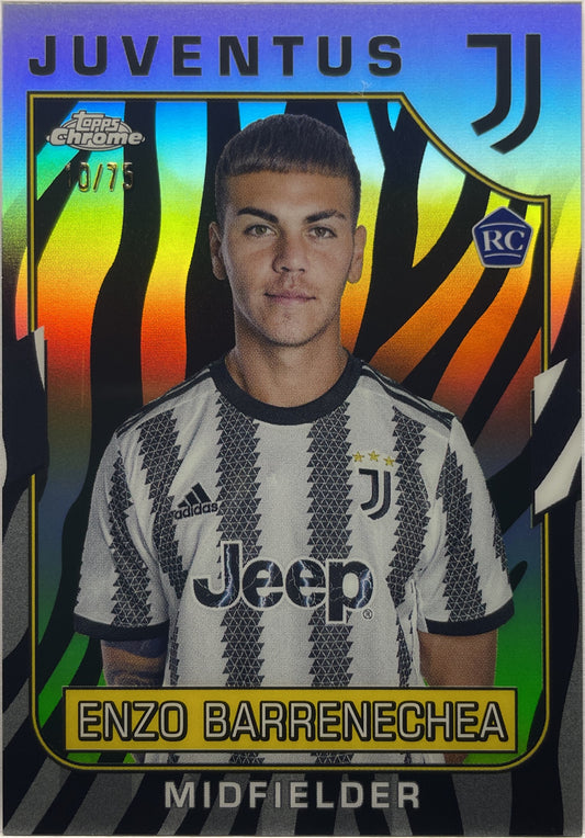 Enzo Barrenechea 10/75 Rookie Zebra Topps Chrome Juventus 2022/23