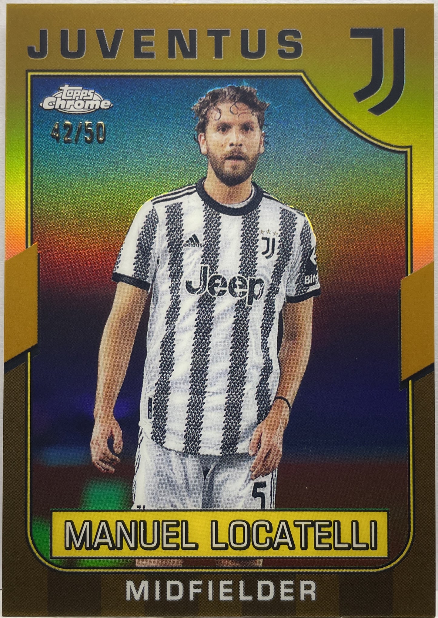 Manuel Locatelli 42/50 Gold Topps Chrome Juventus 2022/23