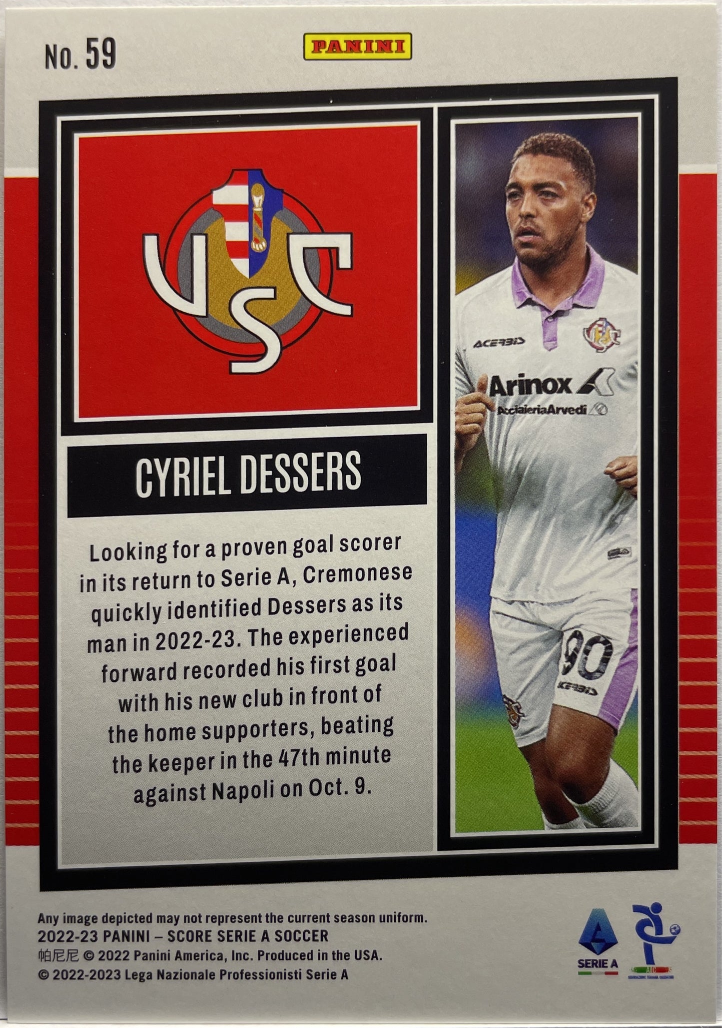 Cyriel Dessers 48/55 Rookie Bronze Swirl Score Serie A 2022/23