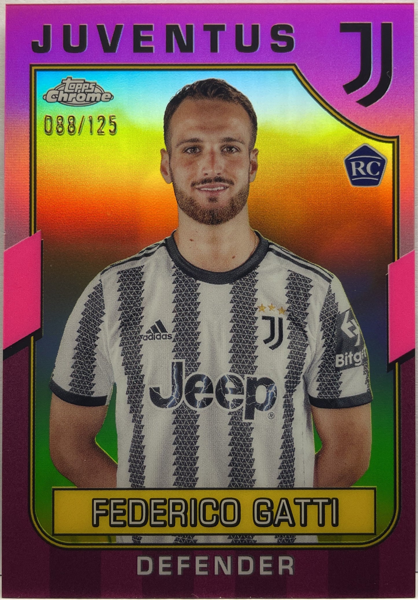 Federico Gatti 88/125 Rookie Pink Topps Chrome Juventus 2022/23