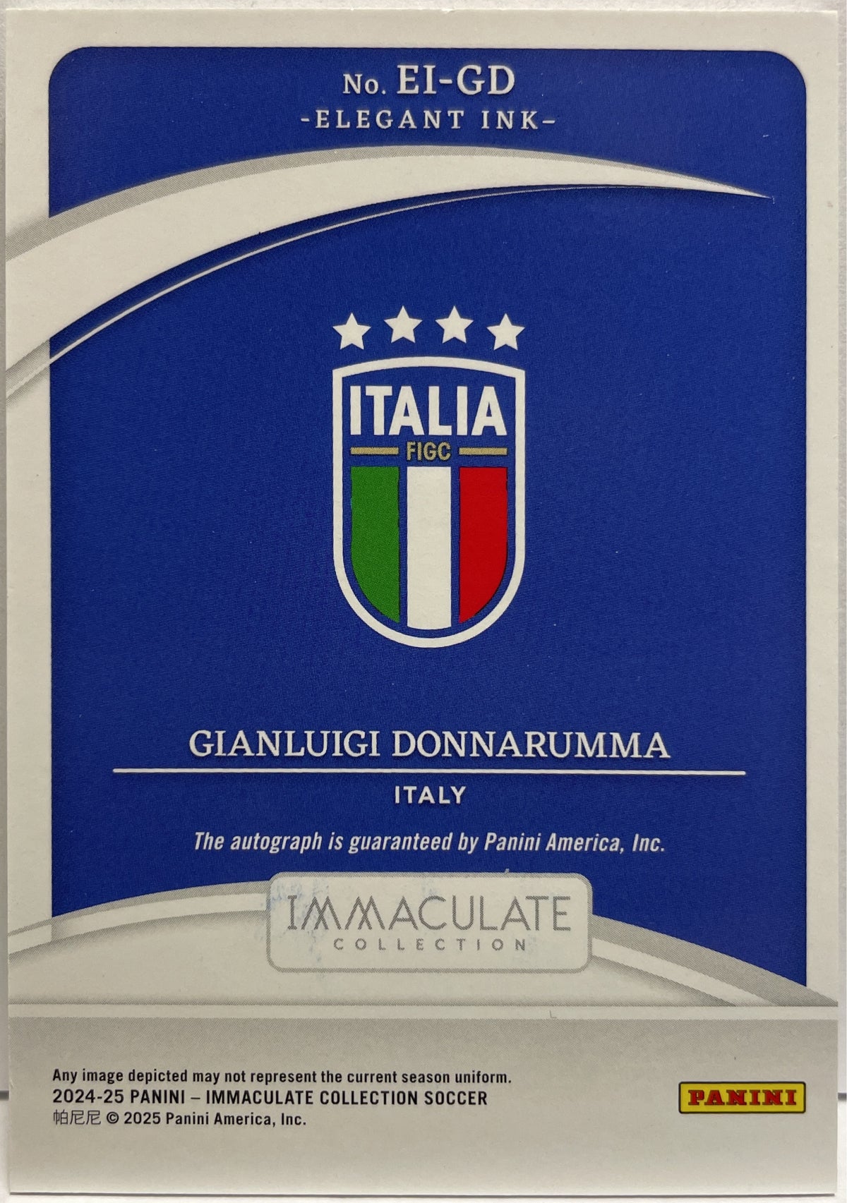Gianluigi Donnarumma 2/5 Autograph Elegant Ink Panini Immaculate 2024/25