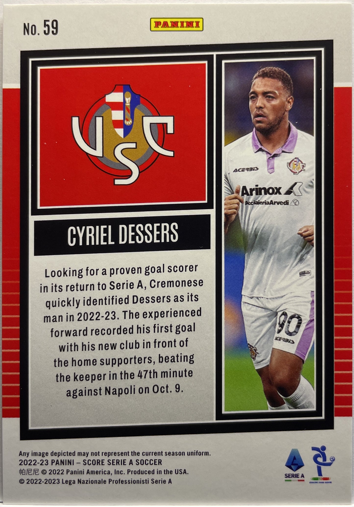 Cyriel Dessers 44/65 Rookie Red Swirl Score Serie A 2022/23