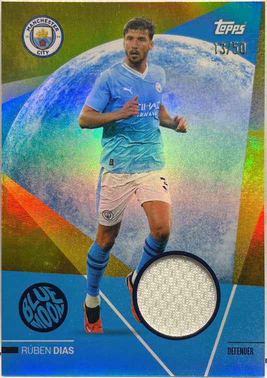 Ruben Dias 13/50 Patch Blue Moon Topps Manchester City Team Set 2023/24