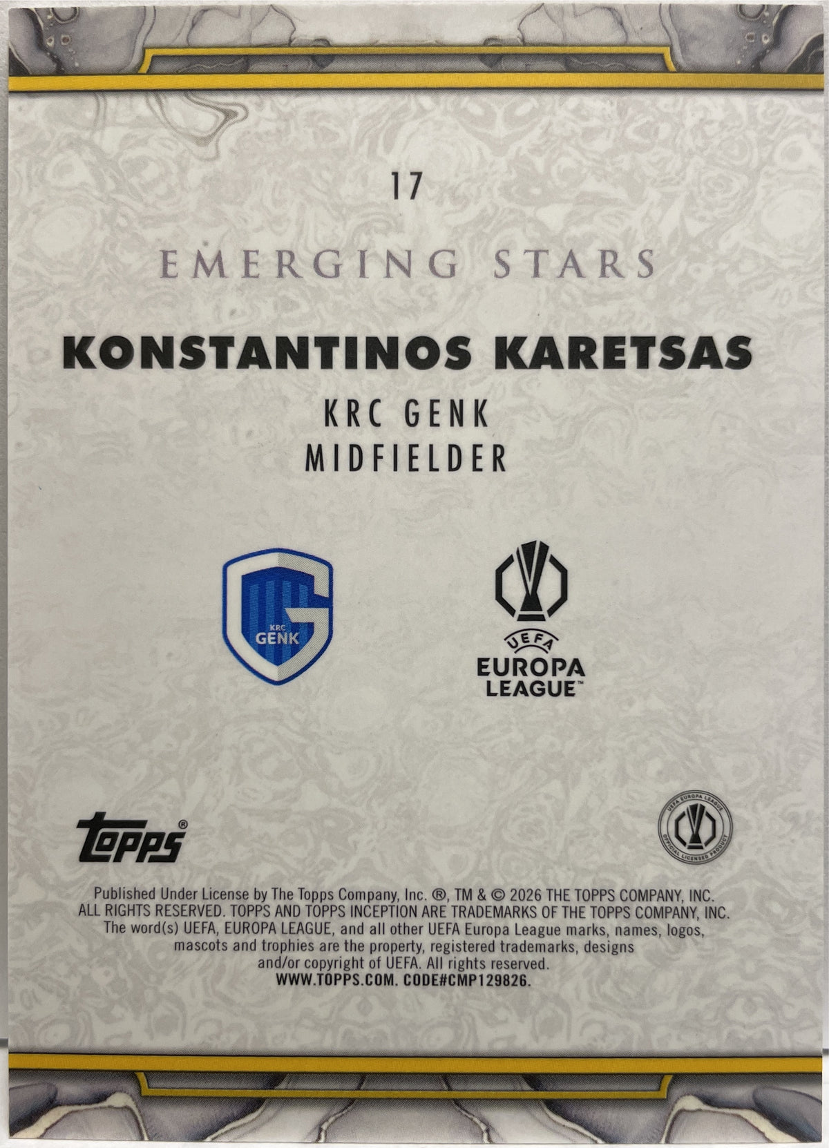 Konstantinos Karetsas 10/10 Rookie Merging Stars Topps Inception 2025/26