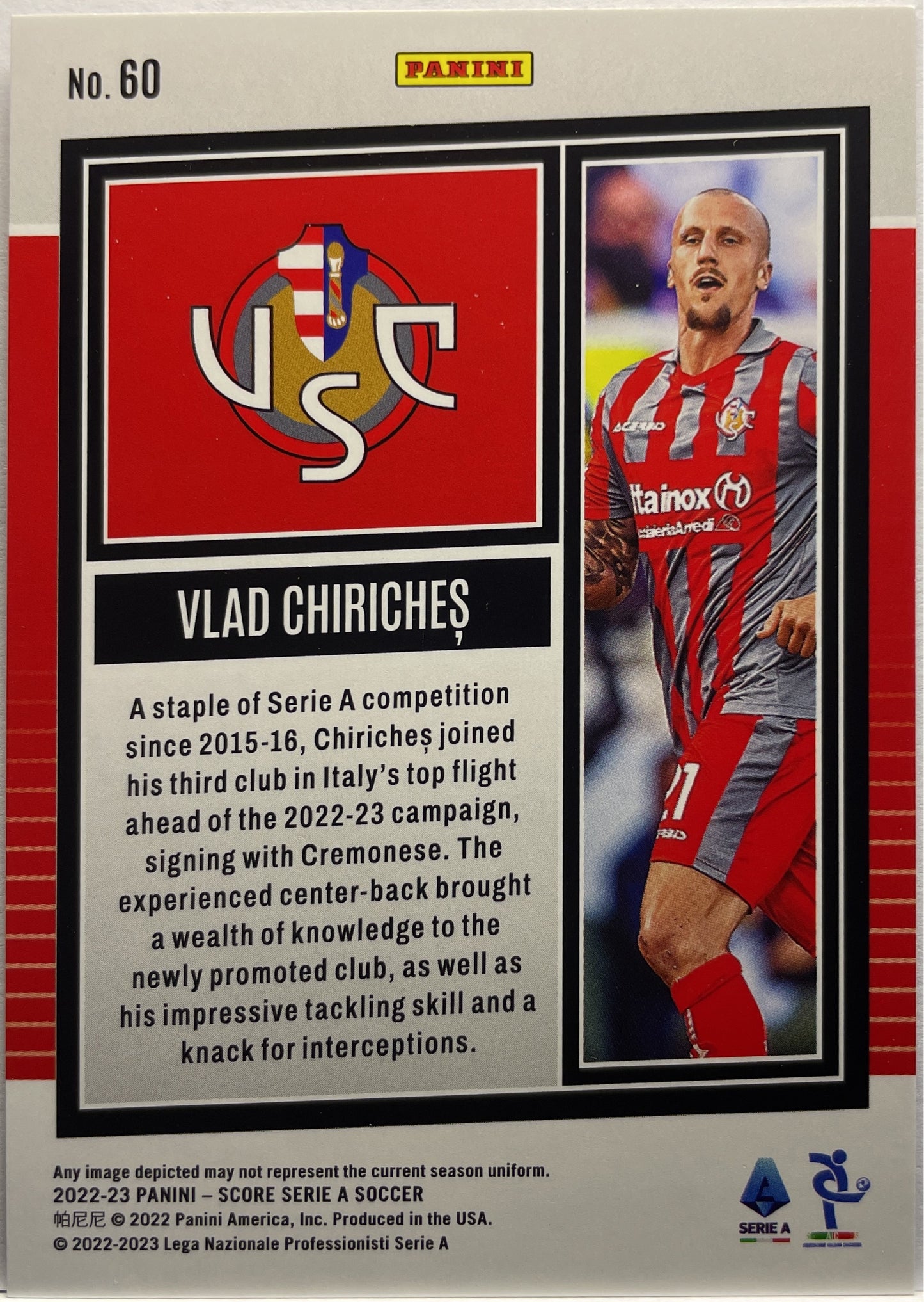 Vlad Chiriches 22/60 Blue Laser Score Serie A 2022/23