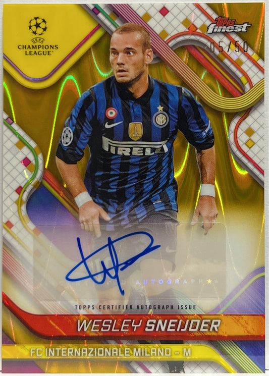 Wesley Sneijder 5/50 Autograph Gold Wave Topps Finest UCC 2024/25