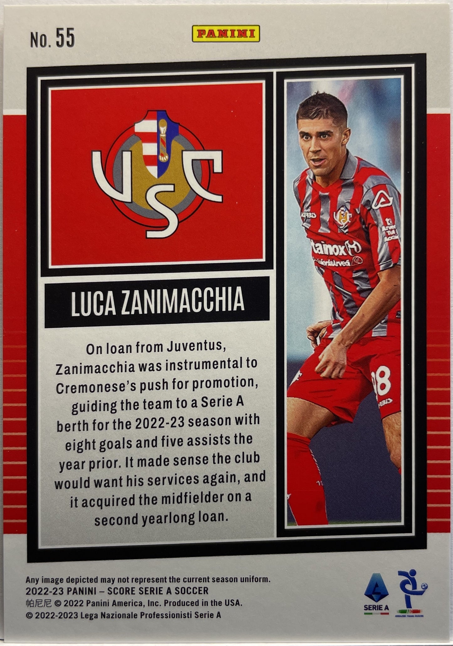 Luca Zanimacchia 45/65 Rookie Red Swirl Score Serie A 2022/23