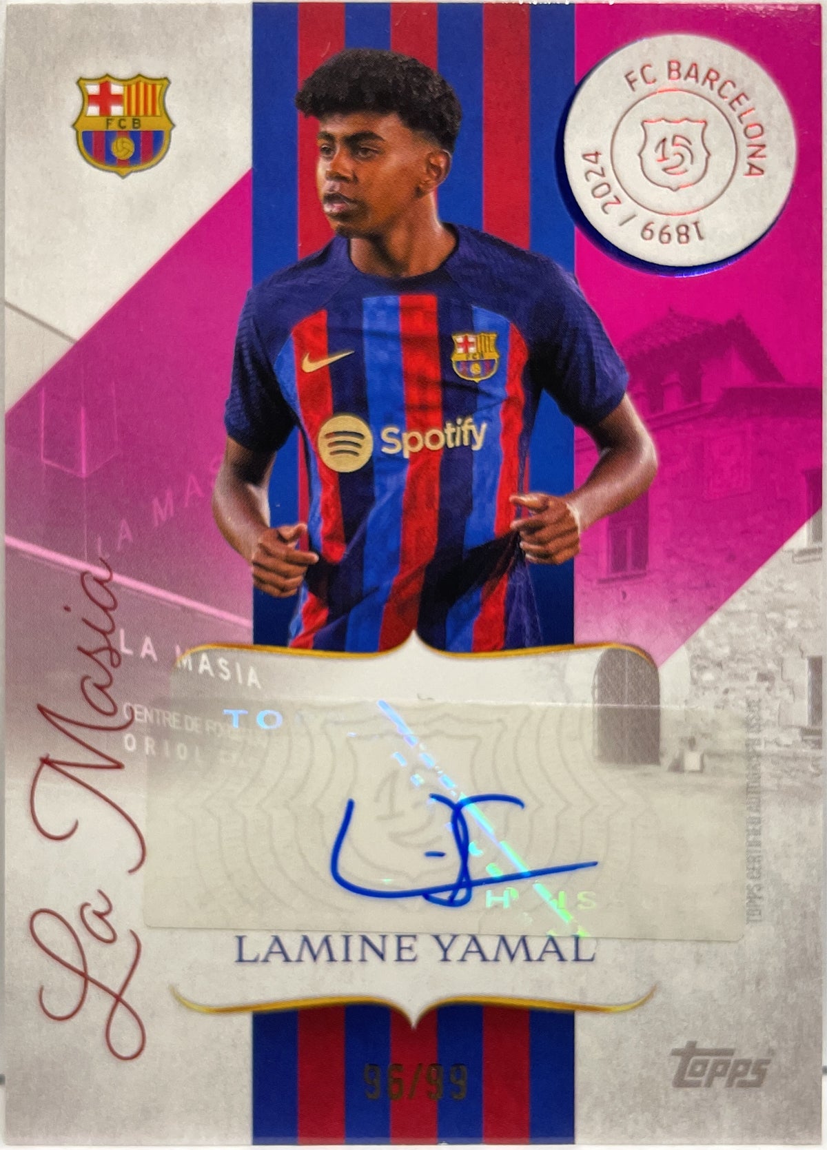 Lamine Yamal 96/99 Autograph Pink Topps Barcelona 125 2024/25