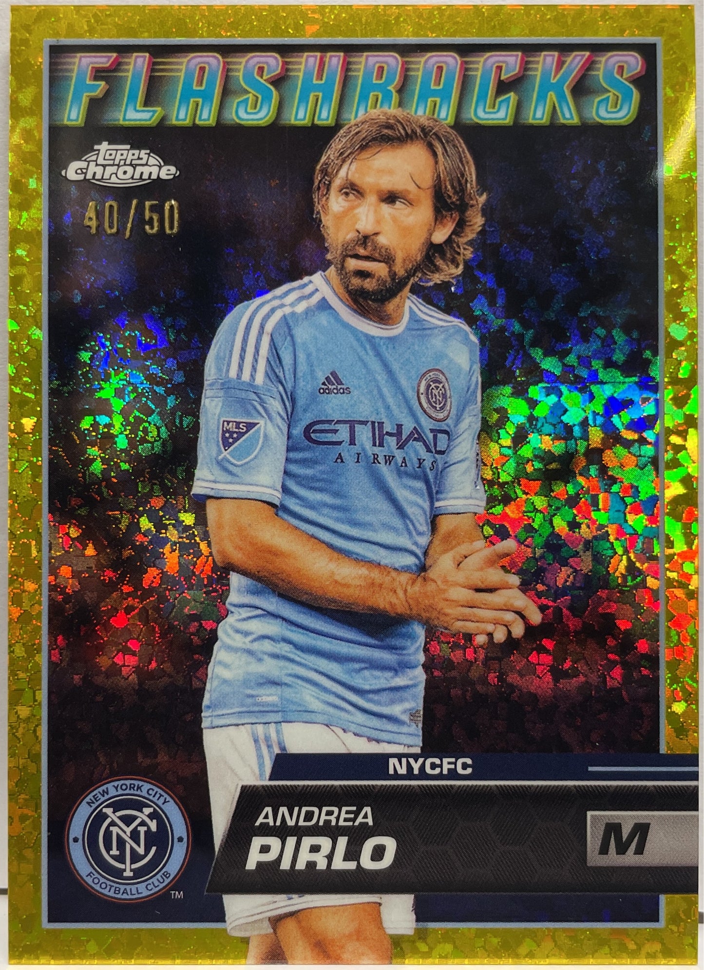 Andrea Pirlo 40/50 Flashback Gold Topps Chrome MLS 2022/23