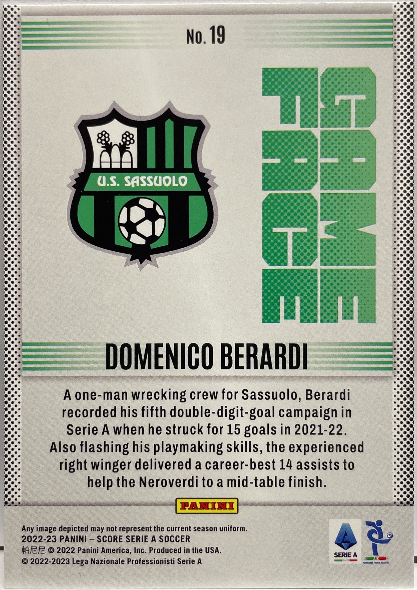 Domenico Berardi Game Face Score Serie A 2022/23
