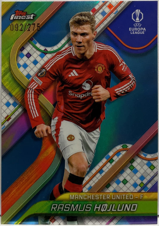 Rasmus Hojlund 92/275 Sky Blue Topps Finest UCC 2024/25