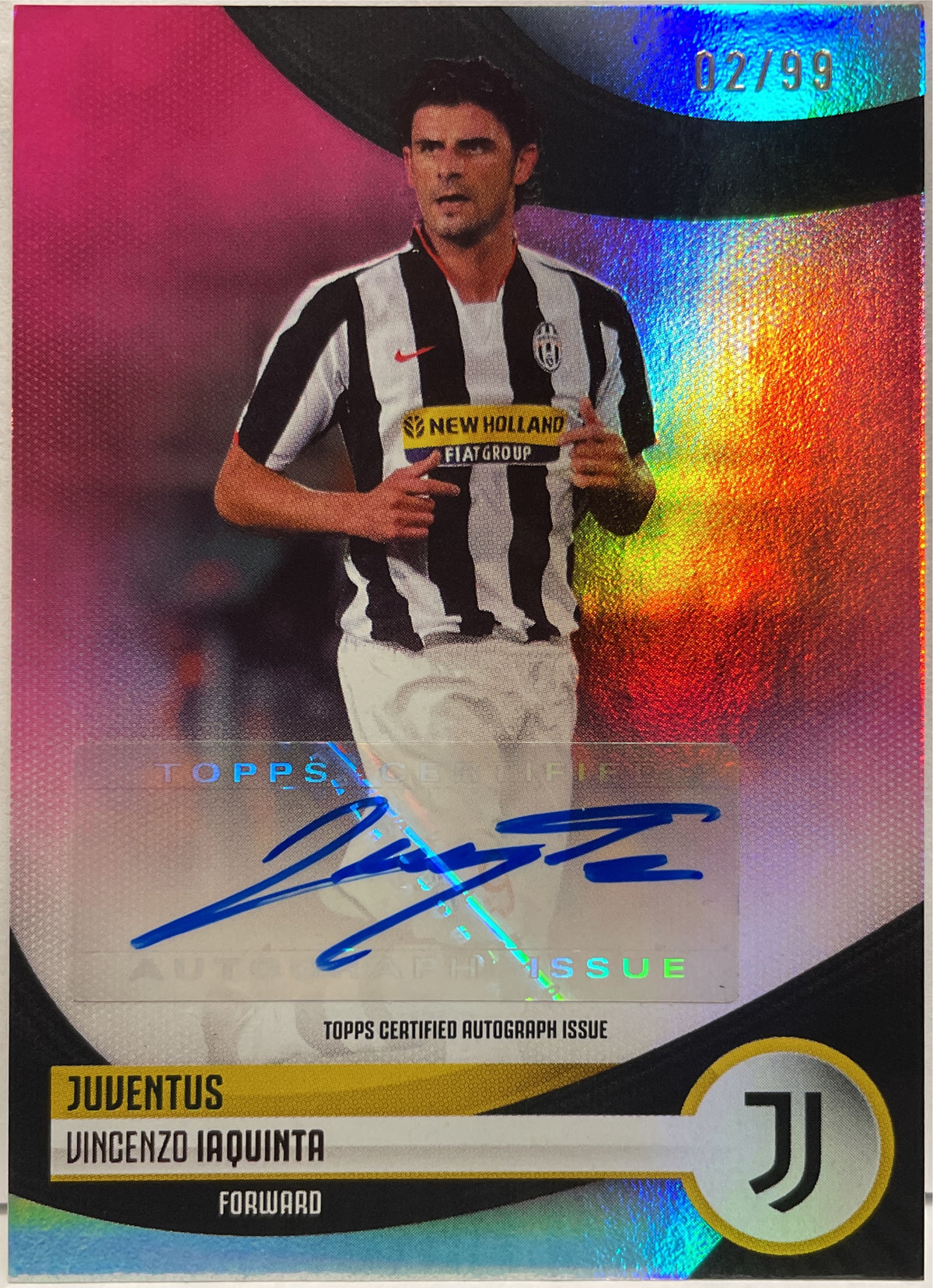 Vincenzo Iaquinta 2/99 Autograph Pink Topps Juventus Team Set 2023/24