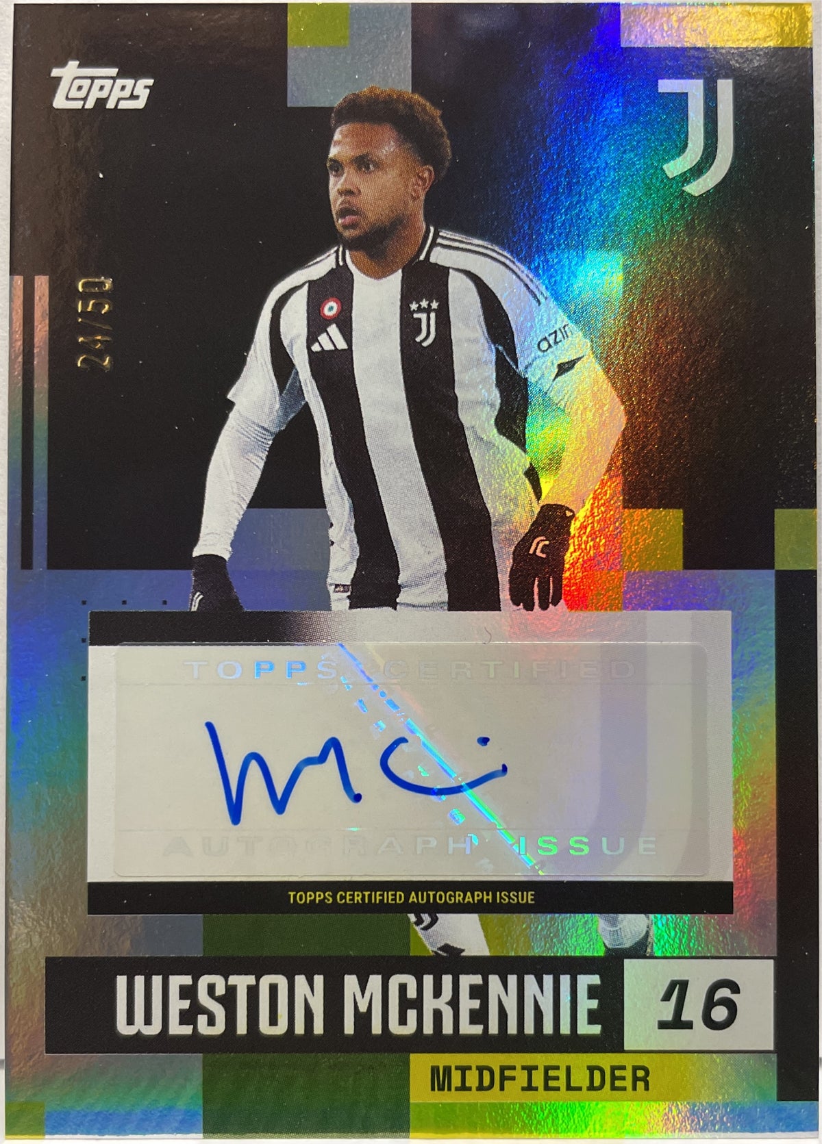 Weston McKennie 24/50 Autograph Gold Topps Juventus Premium Team Set 2024/25