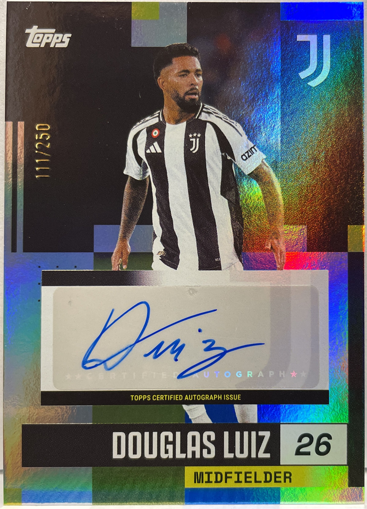 Douglas Luiz 111/250 Autograph Blue Topps Juventus Premium Team Set 2024/25