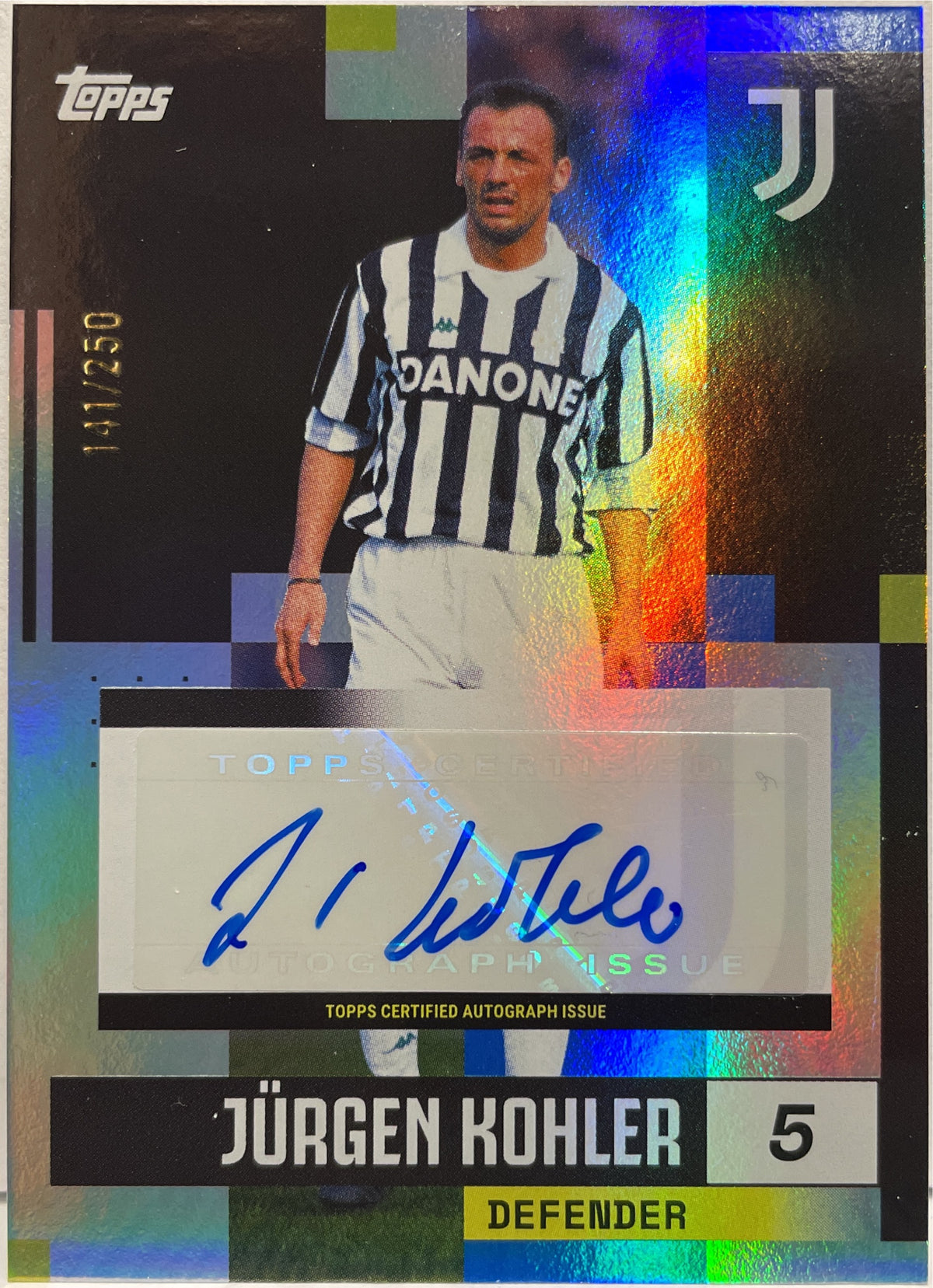Jurgen Kohler 141/250 Autograph Blue Topps Juventus Premium Team Set 2024/25