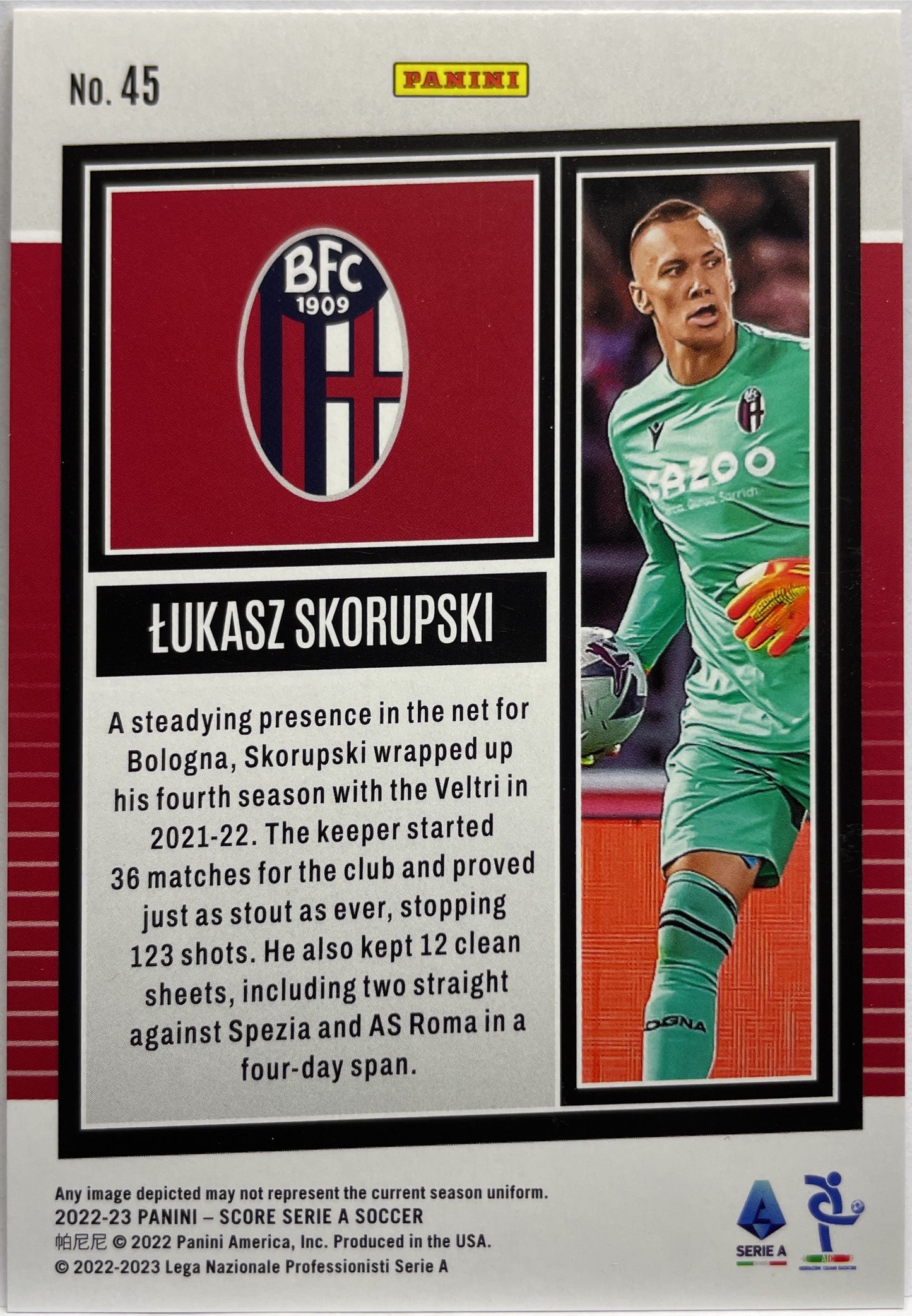 Lukas Skorupski 24/35 Orange Laser Score Serie A 2022/23