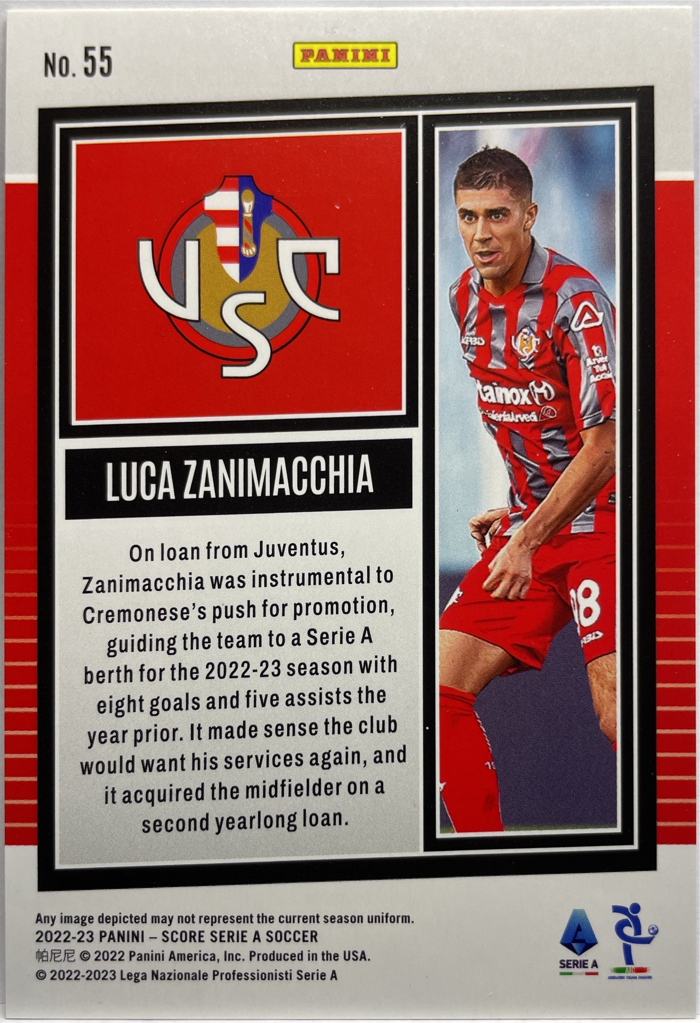 Luca Zanimacchia 59/60 Rookie Blue Laser Score Serie A 2022/23