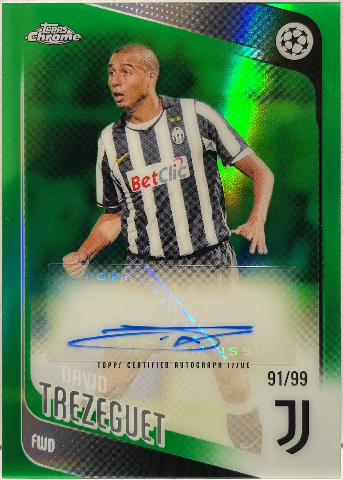 David Trezeguet 91/99 Autograph Green Topps Chrome UCC 2025/26