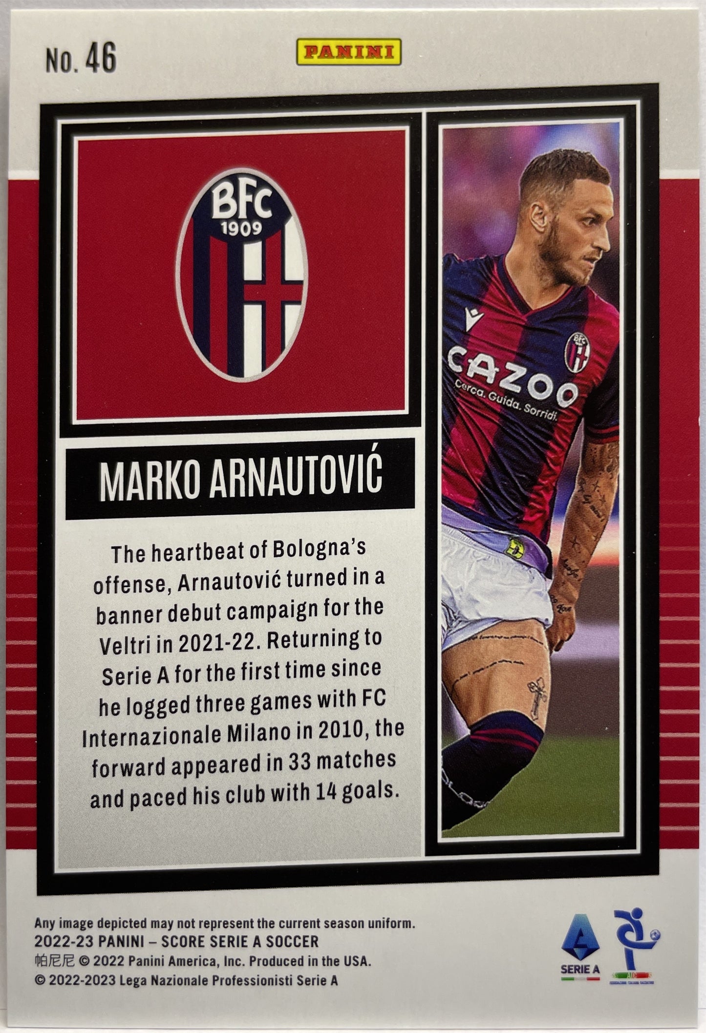 Marko Arnautovic 3/60 Blue Laser Score Serie A 2022/23