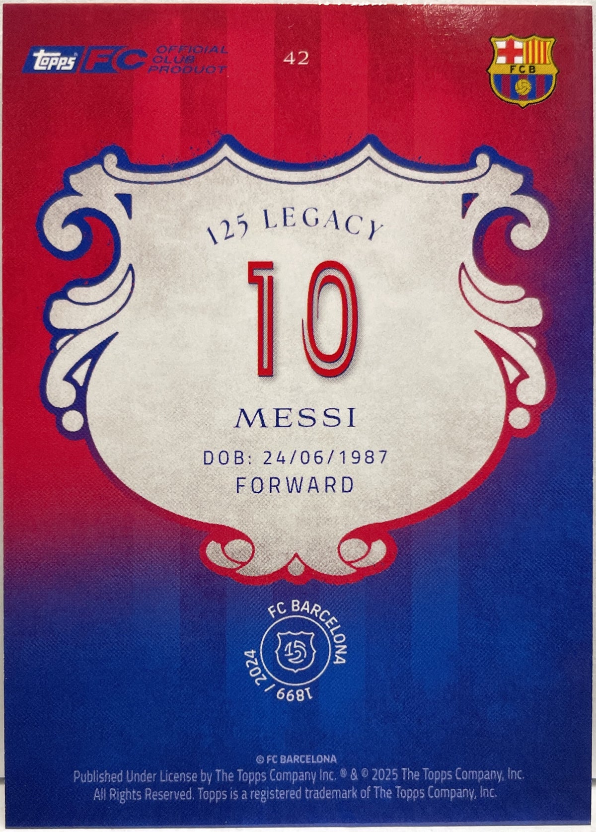 Lionel Messi Topps Barcelona 125 2024/25