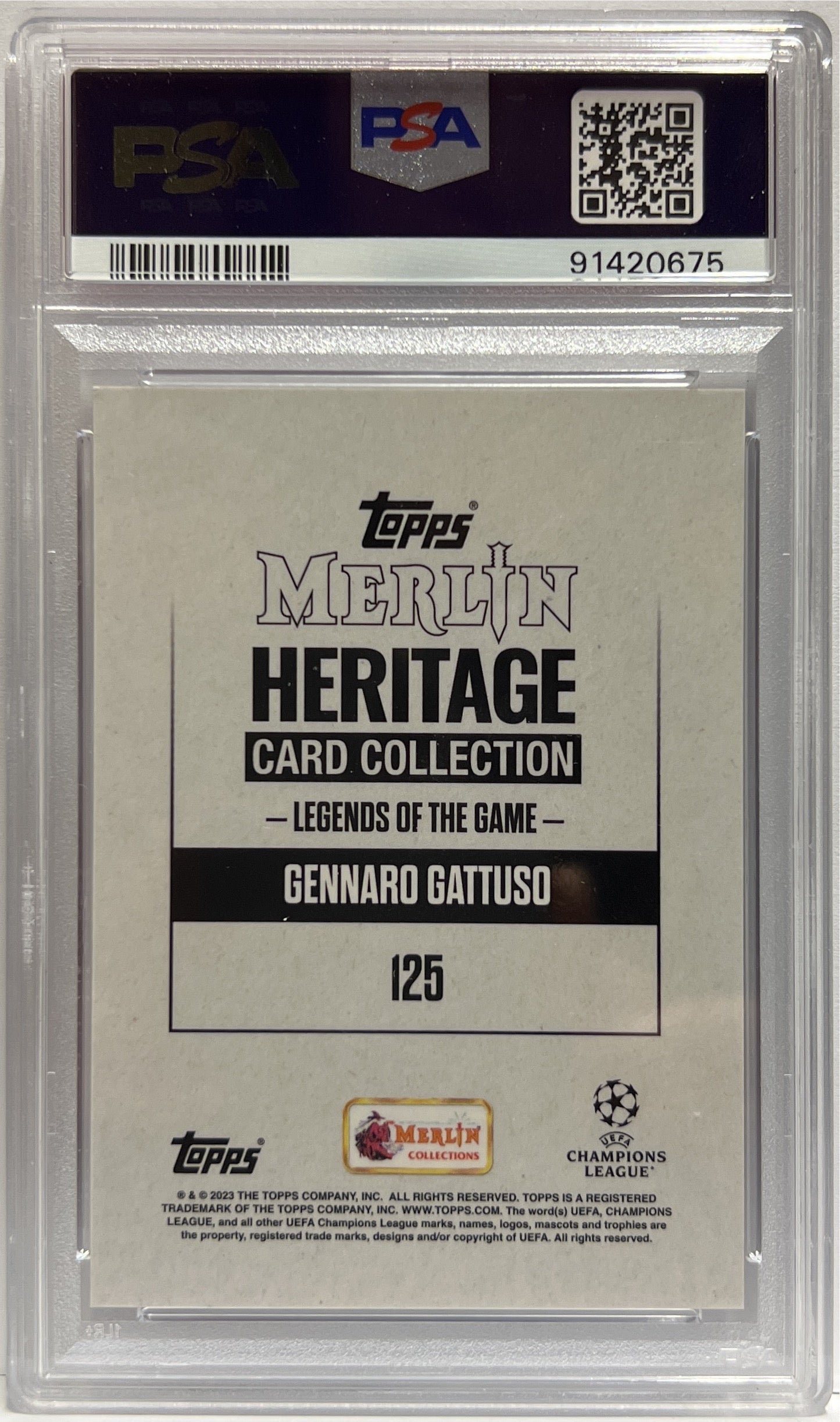 Gennaro Gattuso 4/5 Autograph Red Topps Merlin Heritage 2023/24 PSA 8