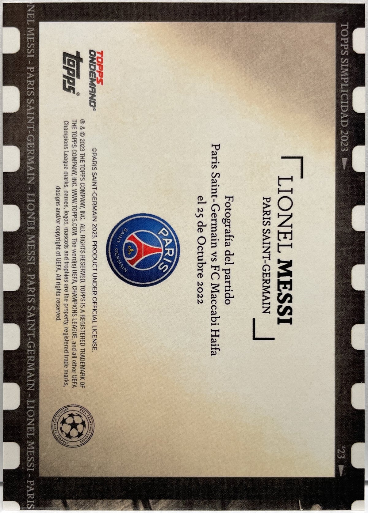 Lionel Messi Filmstrip Topps Simplicidad 20222/23