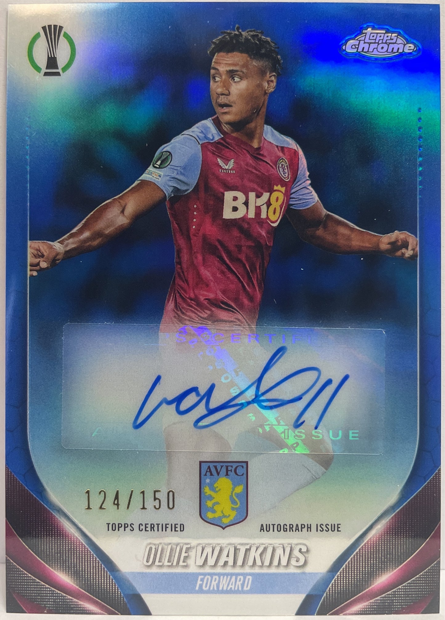 Ollie Watkins 124/150 Autograph Topps Chrome UCC 2023/24