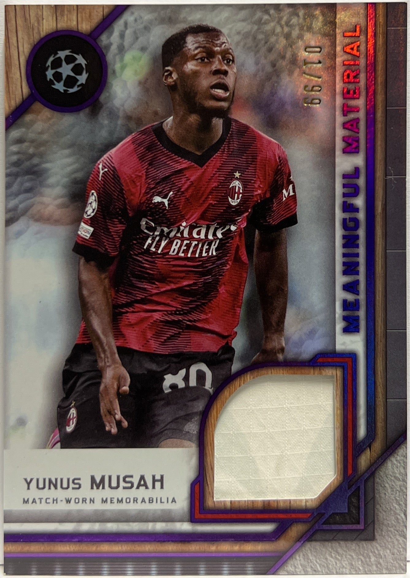 Yunus Musah 1/99 Patch Meaningful Material Purple Topps Museum 2023/24
