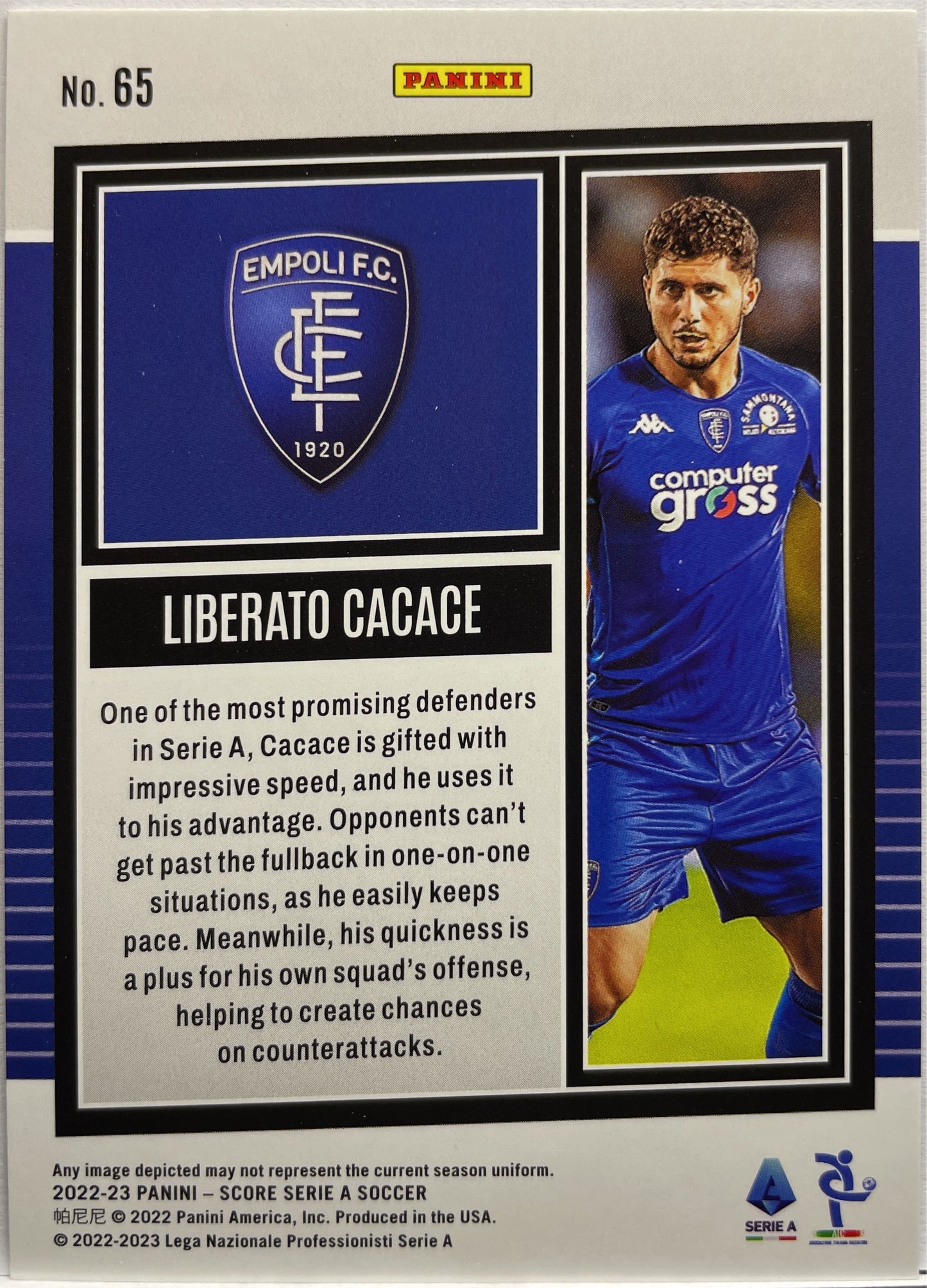 Liberato Cacace 10/55 Rookie Bronze Swirl Score Serie A 2022/23