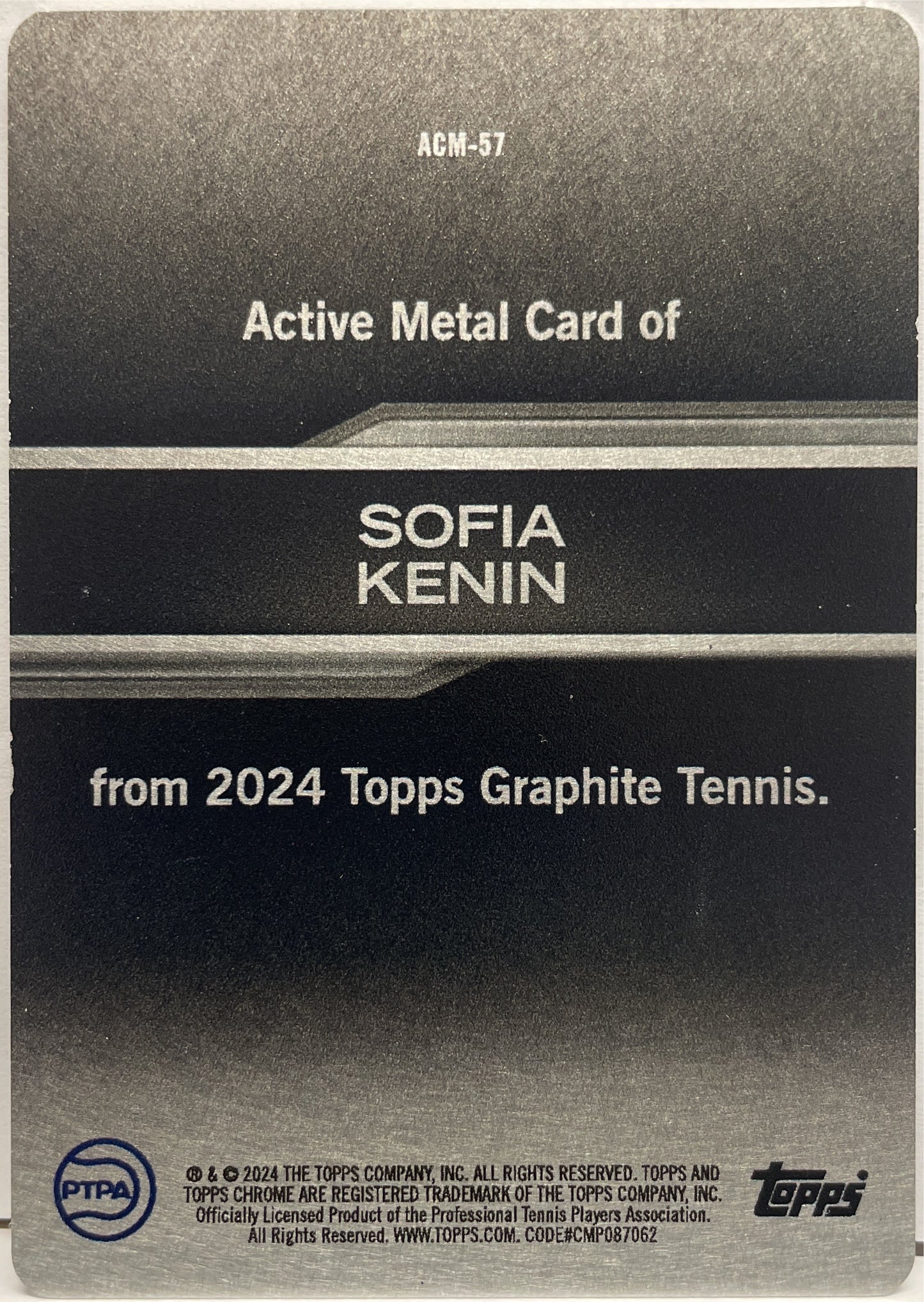 Sofia Kenin Active Metal Topps Tennis Graphite 2024