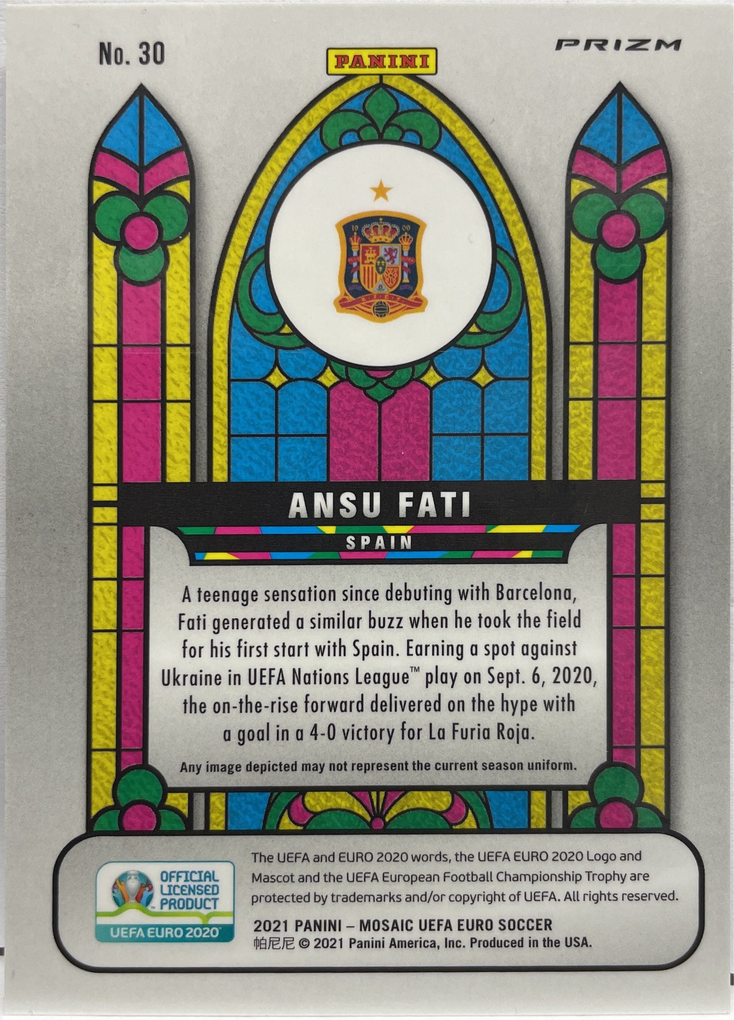Ansu Fati Stained Glass Mosaic Uefa Euro 2021
