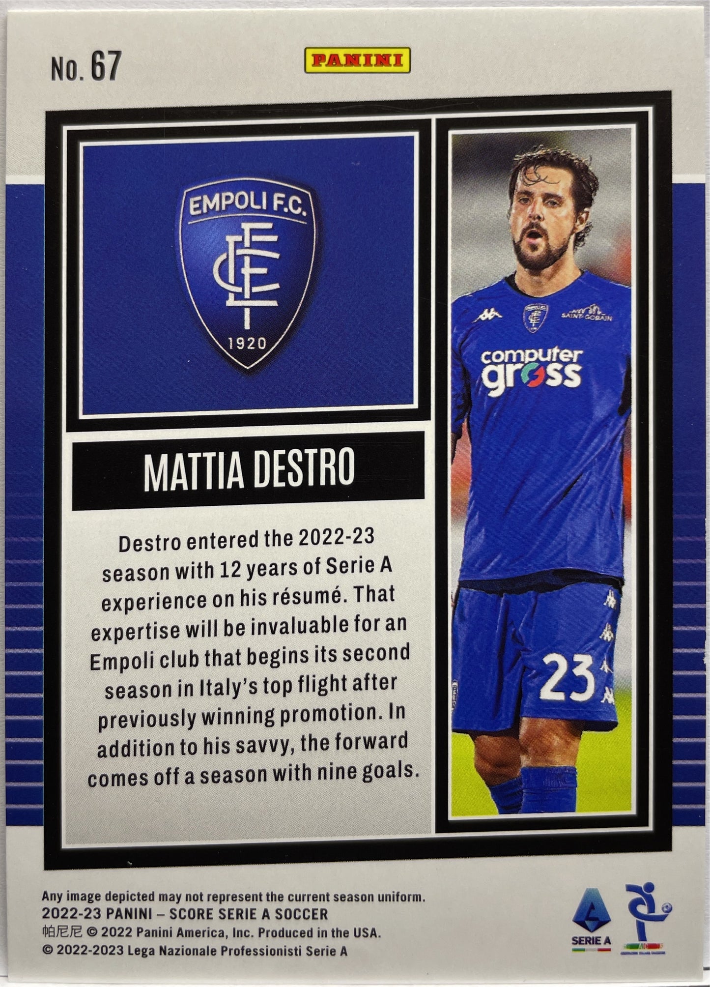 Mattia Destro 3/25 Silver Swirl Score Serie A 2022/23