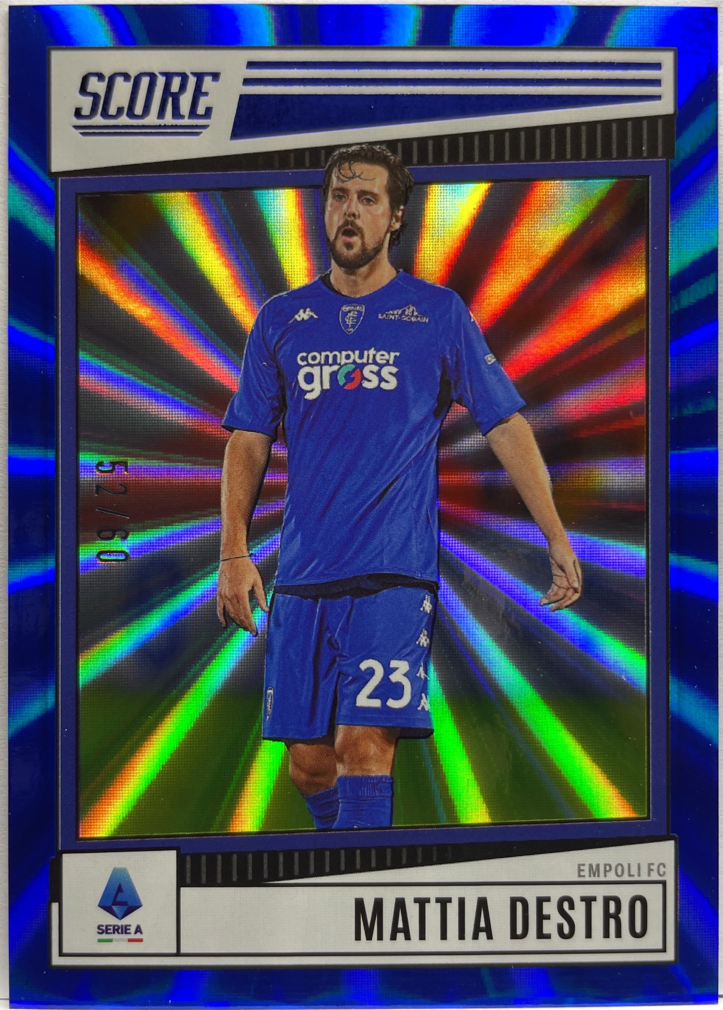 Mattia Destro 52/60 Blue Laser Score Serie A 2022/23