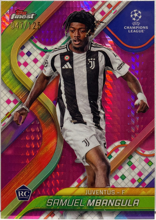 Samuel Mbangula 47/125 Rookie Pink Prism Topps Finest UCC 2024/25