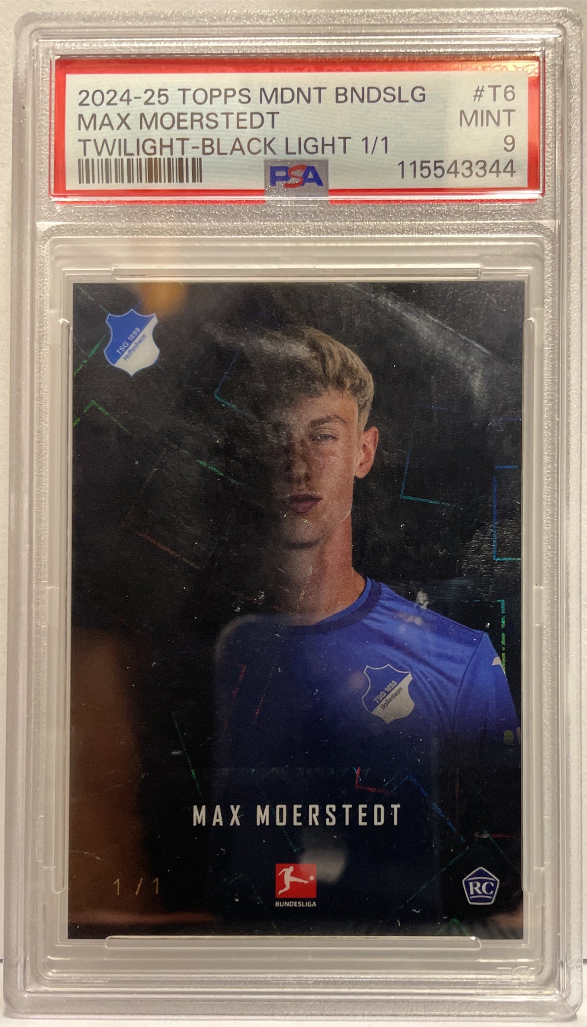 Max Moerstedt 1/1 Twilight Black Light Topps Midnight Bundesliga 2024/25 PSA 9