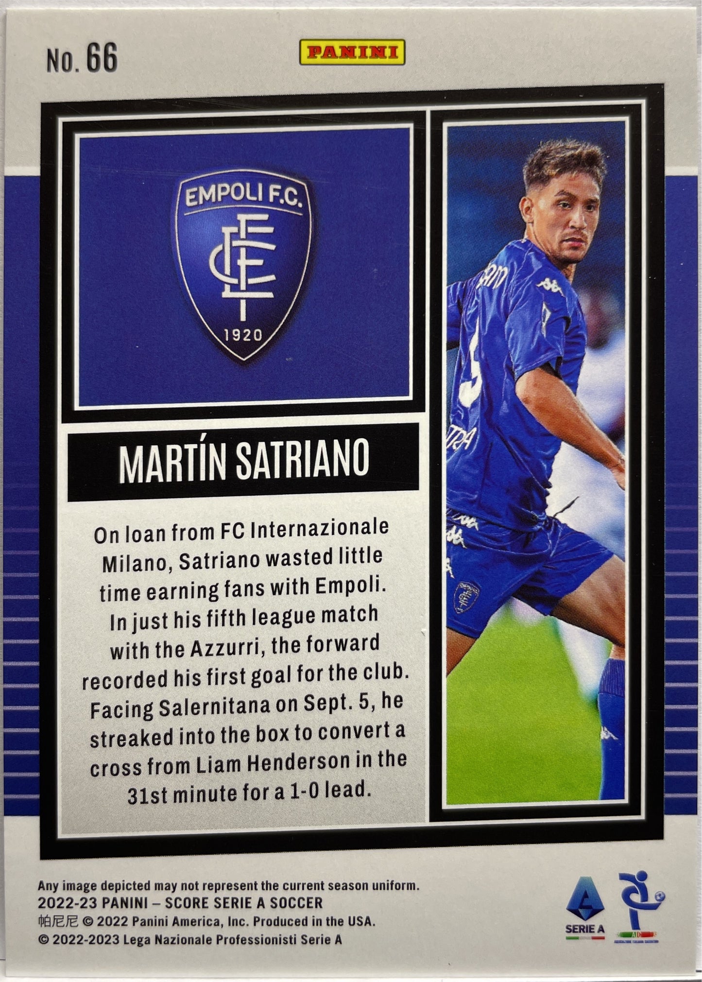 Martin Satriano 19/25 Silver Swirl Score Serie A 2022/23