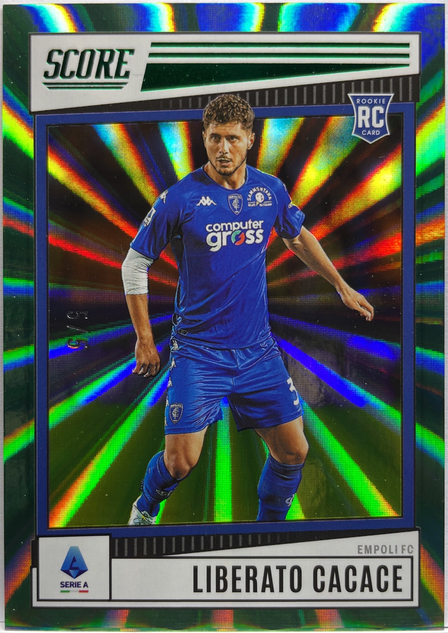 Liberato Cacace 5/5 Rookie Green Laser Score Serie A 2022/23