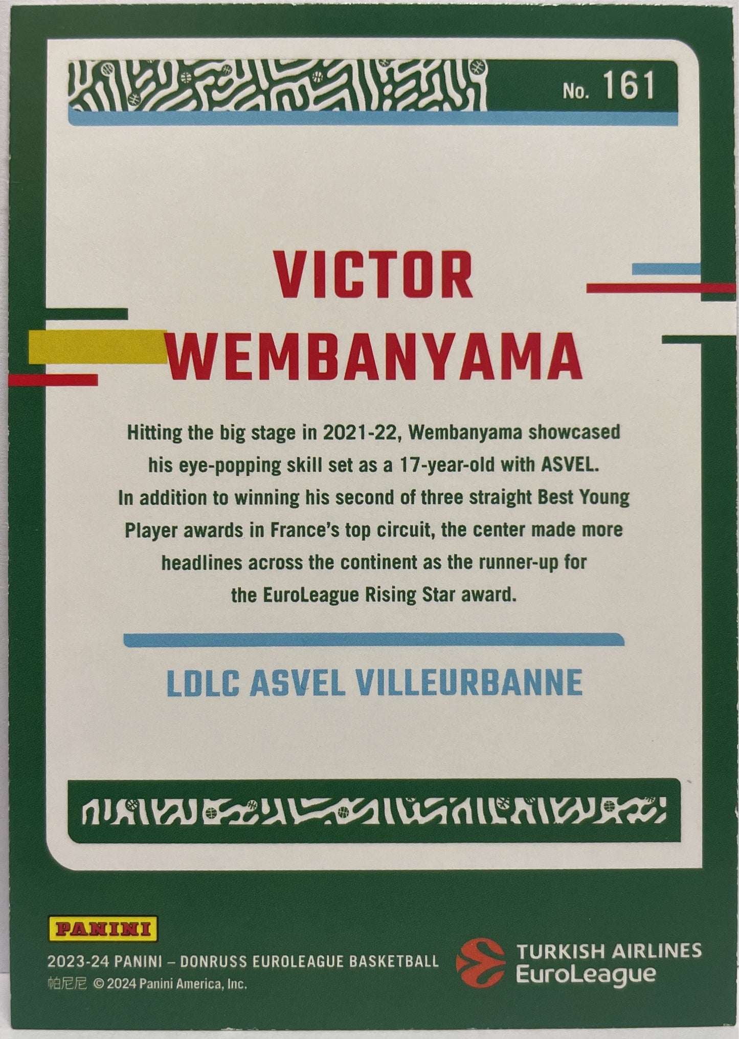 Victor Wembanyama Legends Donruss Euroleague Basketball 2023/24