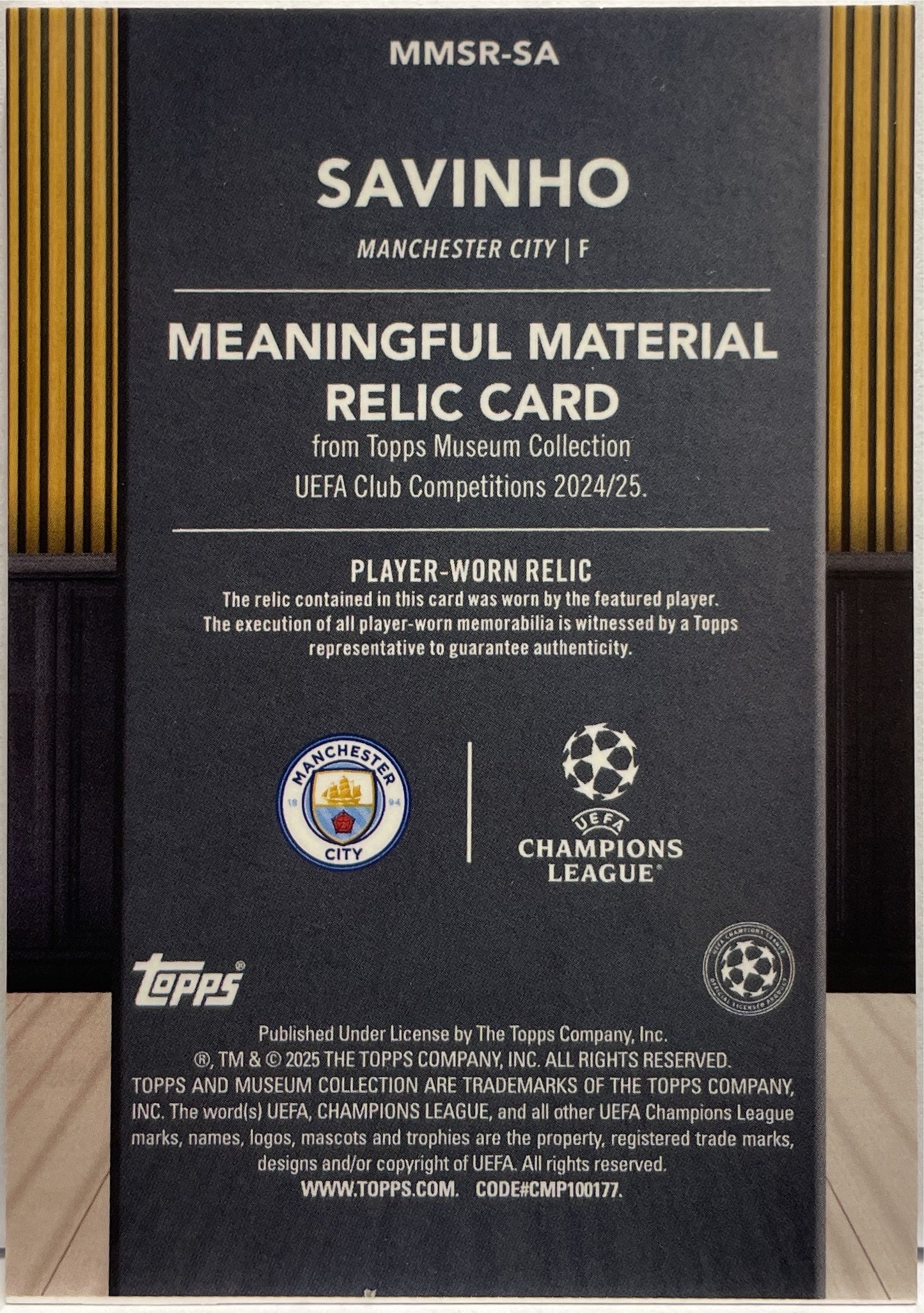 Savinho 140/150 Patch Worn Topps Museum 2024/25
