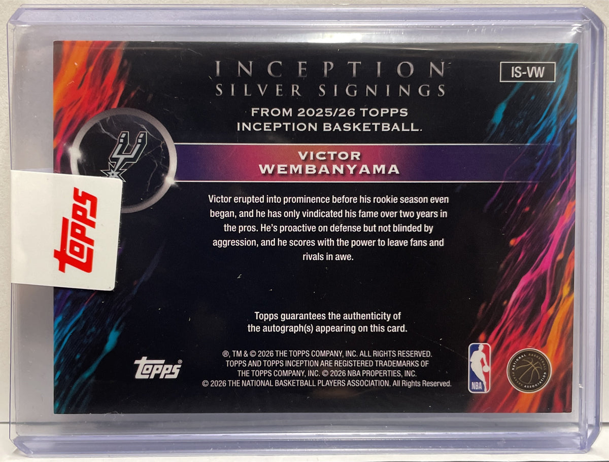 Victor Wembanyama 26/50 Autograph On Card Silver Signing Topps Inception NBA Basketball 2025/26