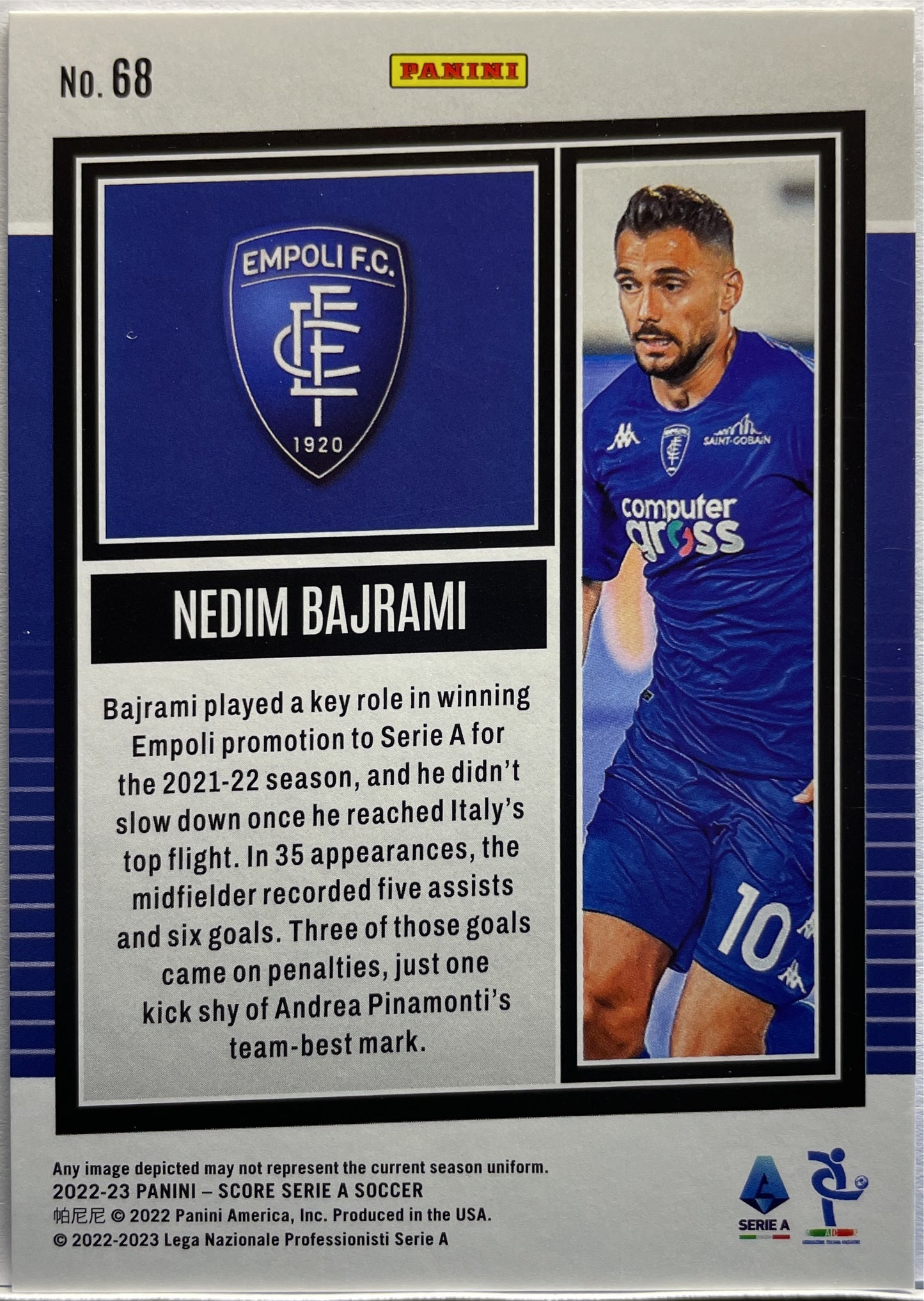 Nedim Bajrami 4/25 Silver Swirl Score Serie A 2022/23