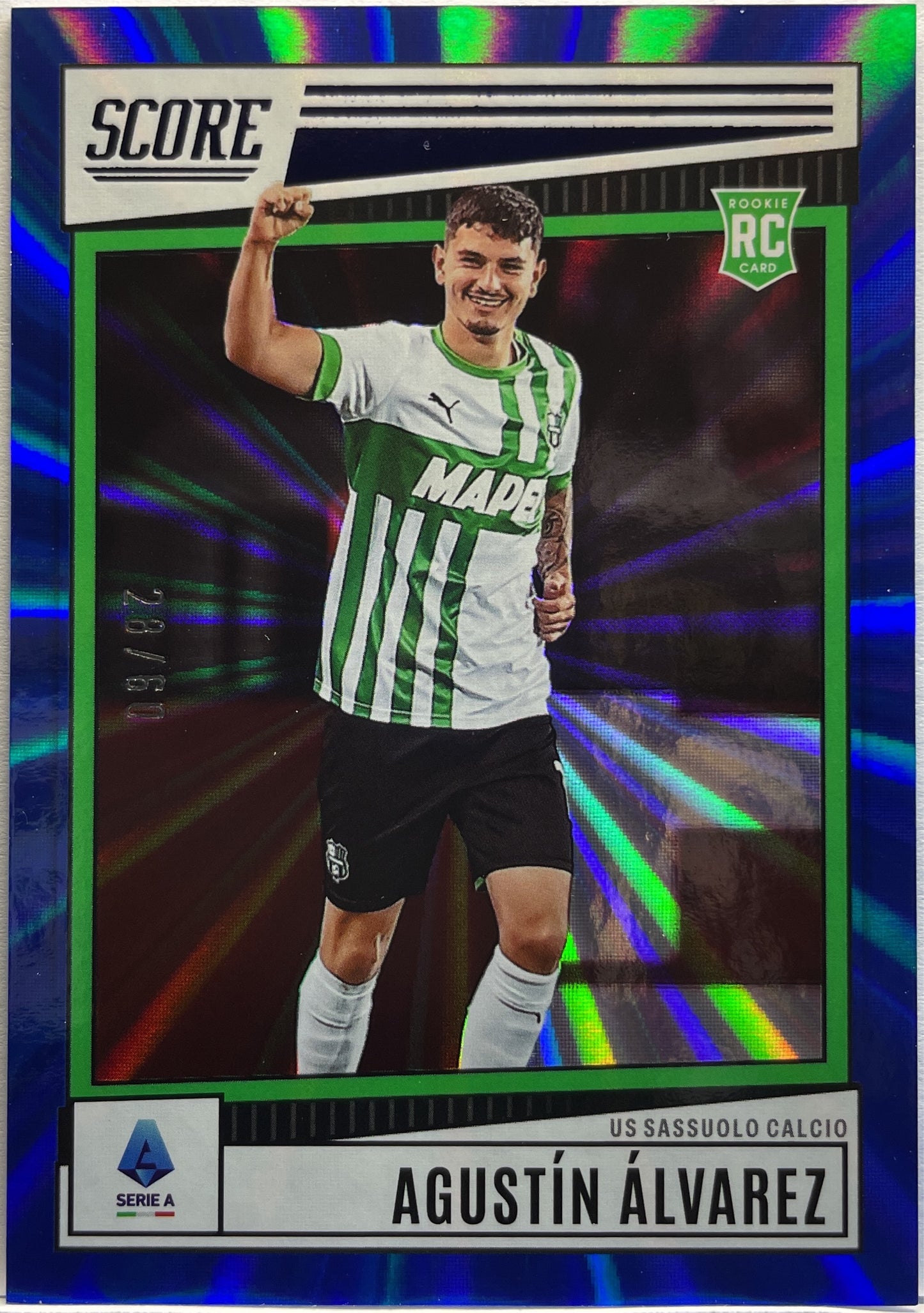 Agustin Alvarez 28/60 Rookie Blue Laser Score Serie A 2022/23