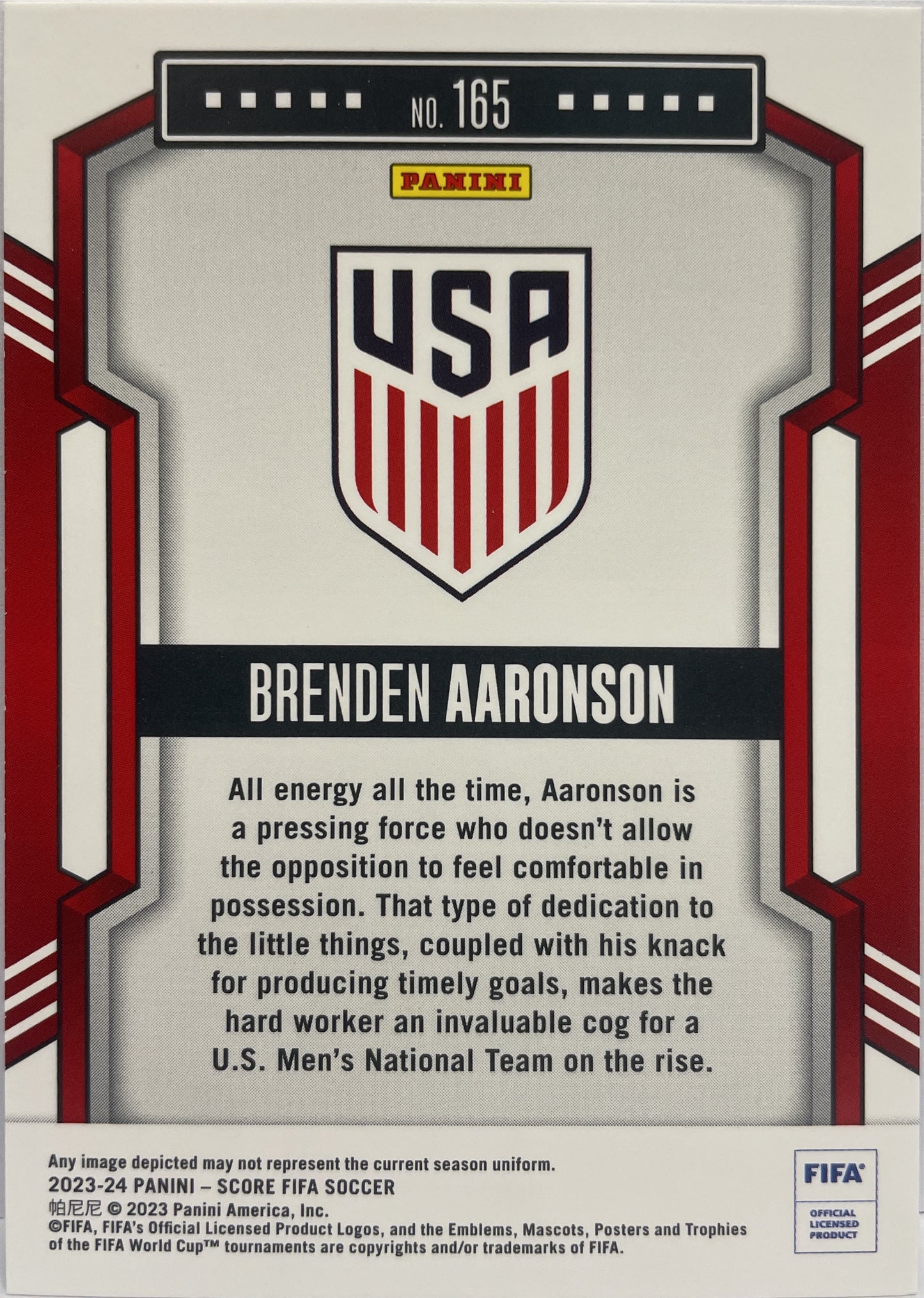 Brenden Aaronson 34/50 Blue Laser Score Fifa 2023/24